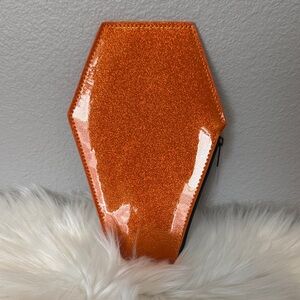 Love pain & stitches Orange Glitter Coffin wallet
